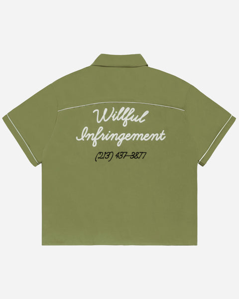 Willful Infringement Bowling Shirt Green