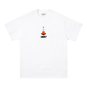 white tshirt with cone on it