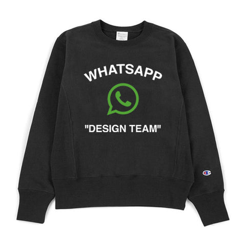 WhatsApp "Design Team" Champion Reverse Weave Crewneck Black